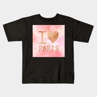Paris France Graphic Design Pink Hearts French Love Gifts Kids T-Shirt